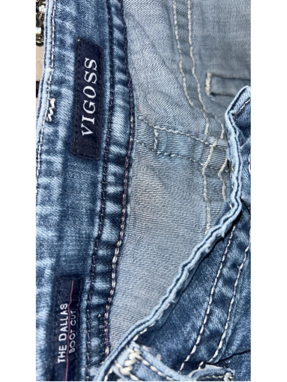 Women's Vigoss The Dallas Boot Cut Jeans Size 15 Blue White